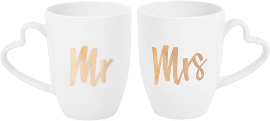 Perfect Day Set de tasses de mariage avec inscription Mr and Mrs Blanc