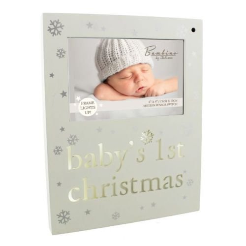 Bambino Baby's 1st Christmas Light Up Photo Frame New Baby Xmas Gift Boy Girl - hanrattycraftsgifts.co.uk