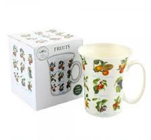 Fruit Lovers Design Trumpet Shape Fine China Mug in Matching Gift Box - hanrattycraftsgifts.co.uk