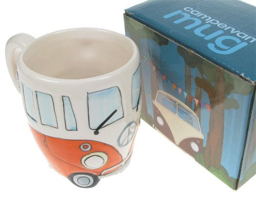Cute Childrens' Mug, Retro Orange Coloured Campervan Mug, Ceramic Mug Gift Ideas for Children, Childrens Present Ideas - hanrattycraftsgifts.co.uk
