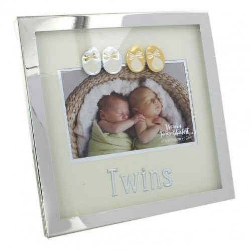 Wendy Jones-Blackett Photo Frame - Silverplated Twins Frame - 6" x 4" - WJ219 - hanrattycraftsgifts.co.uk