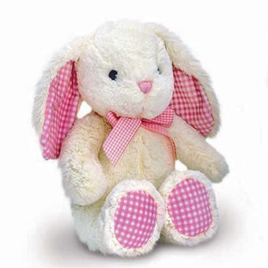 Baby Girls Gorgeous Cream Bunny Rabbit With Pink Gingham Detailing - Size 25cm
