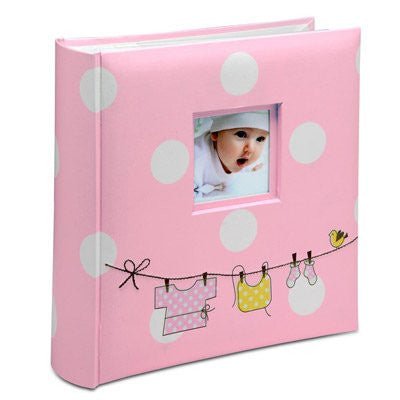 CLUB GREEN Baby Photo Album with Spots, Pink, 21.5 x 22 cm - hanrattycraftsgifts.co.uk