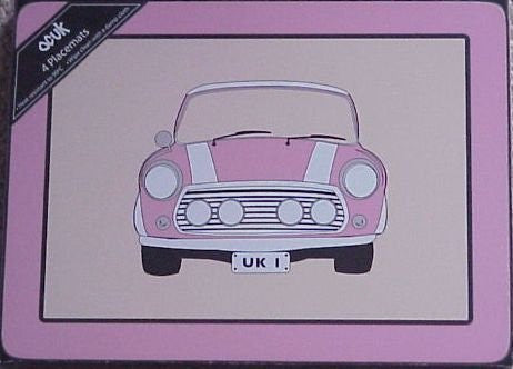 Pink mini cooper palce mats - hanrattycraftsgifts.co.uk