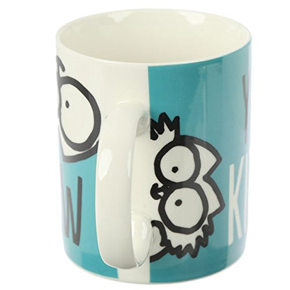 Puckator Simon's Cat Mug in Fine China - Blue, White, Black, 12 x 8.5 x 9.5 cm - hanrattycraftsgifts.co.uk