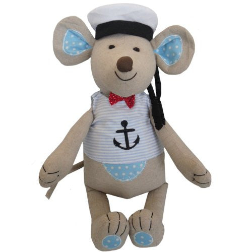 powell craft mouse large with anchor top and hat 40cm - hanrattycraftsgifts.co.uk