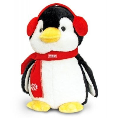 45cm Christmas Penguin With Seasonal Earmuffs and Scalf - hanrattycraftsgifts.co.uk