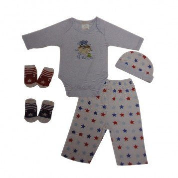 Babies' 5 piece Gift Set "Little Prince" 0-3 mths. Also comes in "Little Princess" Pink. 0-3 mths & 3-6 mths. - hanrattycraftsgifts.co.uk