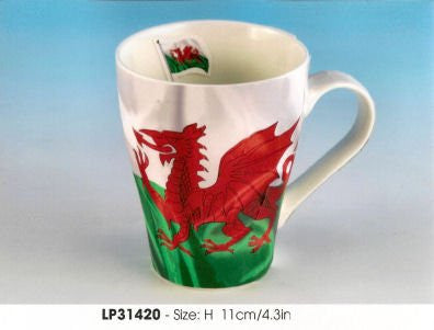Welsh Flag Bone China Latte Mug by Leonardo - hanrattycraftsgifts.co.uk