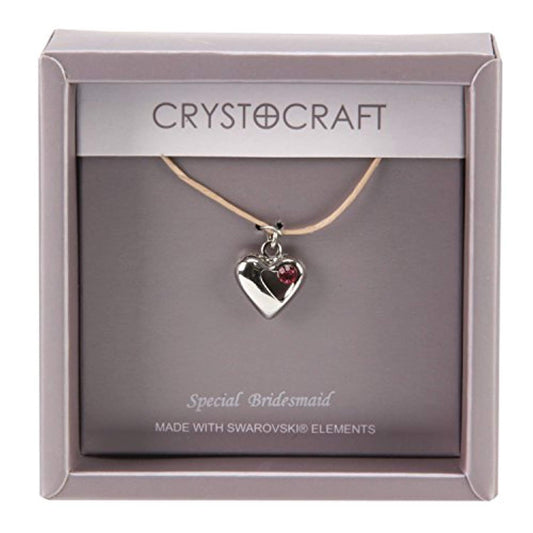 Crystocraft Keepsake Gift Ornament - Crystocraft Necklace with Heart Charm Our Special Bridesmaid - hanrattycraftsgifts.co.uk