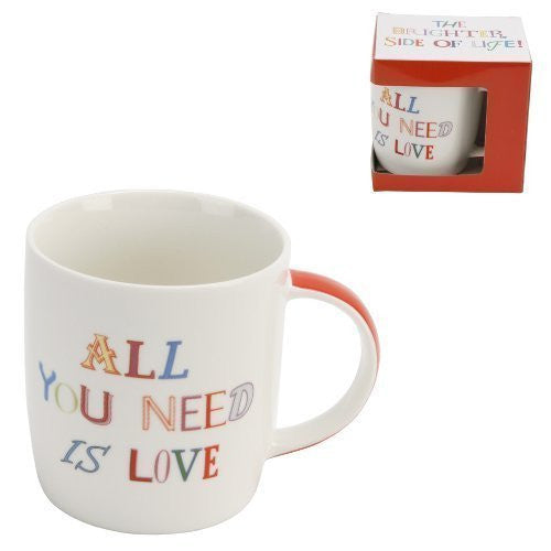 The Brighter Side Of Life Boxed Mug - "All You Need Is Love" design - hanrattycraftsgifts.co.uk