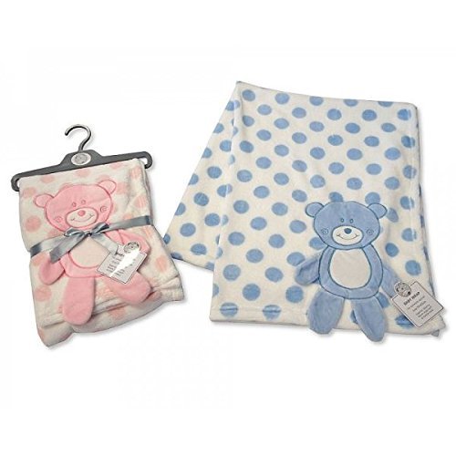 Baby Wrap with Large Teddy Applique pink or blue - hanrattycraftsgifts.co.uk