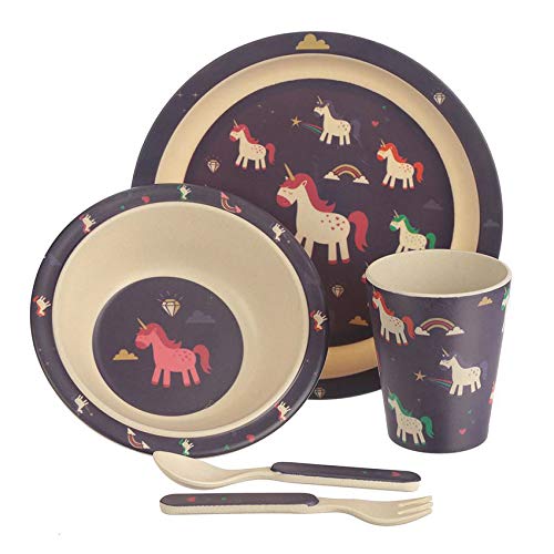 Puckator - Unicorn Eco-Friendly Biodegradable Bamboo Plate/Cutlery Set - hanrattycraftsgifts.co.uk