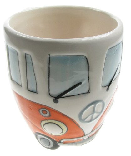 Cute Childrens' Mug, Retro Orange Coloured Campervan Mug, Ceramic Mug Gift Ideas for Children, Childrens Present Ideas - hanrattycraftsgifts.co.uk