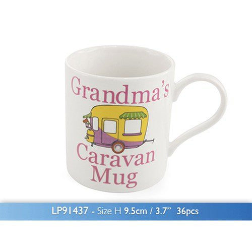 The Leonardo Collection Grandma's Caravan Novelty Gift Boxed Mug, White - hanrattycraftsgifts.co.uk