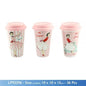Leonardo Mrs Smith Pink Retro Travel Mug Double Wall Insulation with a Silicon Lid - hanrattycraftsgifts.co.uk