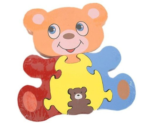 Traditional Wooden Painted Shape Fit Wild Jungle Animal Puzzle - Mother & Baby - Set Of 4 - hanrattycraftsgifts.co.uk