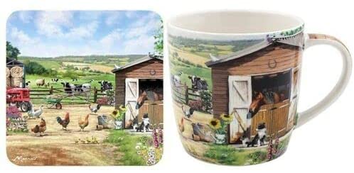 Farm House Scene Mug and Coaster Set Boxed lp94753