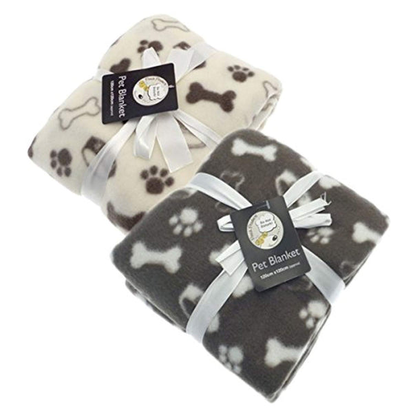 New Dog Bone, Paw Print Design Pet Blankets - hanrattycraftsgifts.co.uk