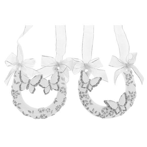 1 x Silver brocade Butterfly Horsehoe Wedding Day Gift - hanrattycraftsgifts.co.uk
