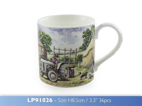 Hive of Activity Tractor & Trailer Fine Art Watercolour China Gift Mug - hanrattycraftsgifts.co.uk