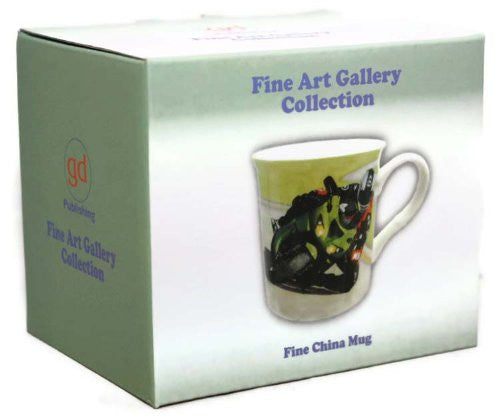 Kawasaki Ninja Motorcyle - Fine Art Watercolour China Gift Mug - hanrattycraftsgifts.co.uk