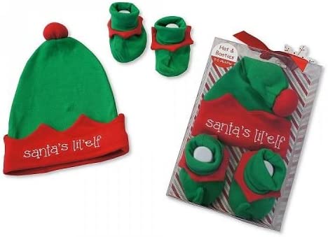 Baby Hat and Booties Christmas Gift Set - Elf