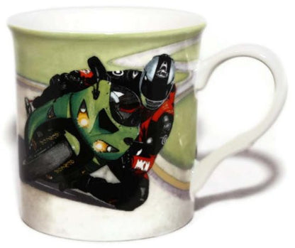 Kawasaki Ninja Motorcyle - Fine Art Watercolour China Gift Mug - hanrattycraftsgifts.co.uk
