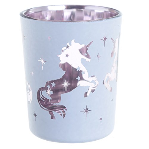Grindstore Unicorn Design Set of 2 Glass Tea Light Holders - hanrattycraftsgifts.co.uk