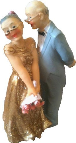Bride and Groom Wedding Cake Topper - Gold 50th Anniversary - hanrattycraftsgifts.co.uk