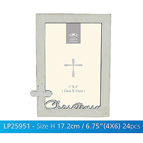 Silver Cream Christening Photo Frame - hanrattycraftsgifts.co.uk