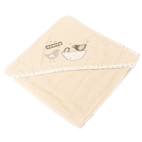 Baby Unisex Little Birds Design Hooded 100% Cotton Bath Towel (30 x 30 inches) (Beige) - hanrattycraftsgifts.co.uk
