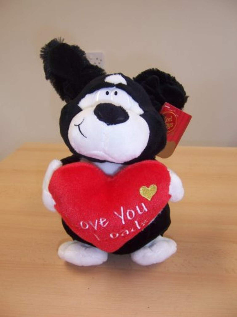 26 cm. - VALENTINES Podgey -holding Red Heart '' Love You Loads'' - hanrattycraftsgifts.co.uk