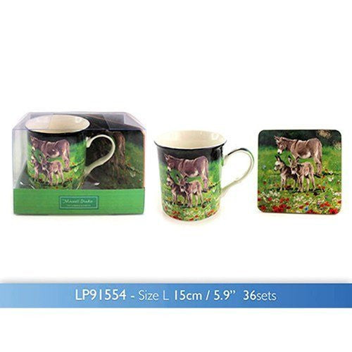 macneil studio donkey & family mug coaster - hanrattycraftsgifts.co.uk