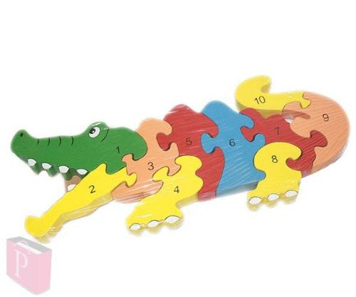 Wooden Number Crocodile Puzzle 32 X 13cm Games Toys Activities Pre School New - hanrattycraftsgifts.co.uk