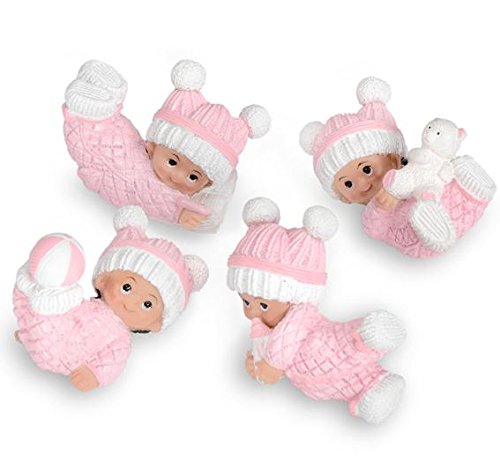 Playful Baby Girl Resin Cake Decoration. 7 x 4cm. Set of 4 Different Figures - hanrattycraftsgifts.co.uk