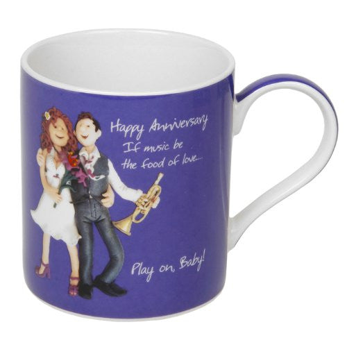 Happy Anniversary Mug - If music be the food of love play on Baby! - hanrattycraftsgifts.co.uk