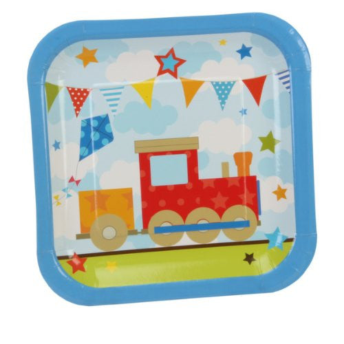 Kiddiwinks Partyware Pack of 8 Square Party Plates - Boy Design - hanrattycraftsgifts.co.uk