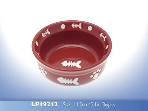 On Sale, Reduced to Clear - Designer Fish Ceramic Cat Bowl 5" inch Diameter by Leonardo Collection - hanrattycraftsgifts.co.uk