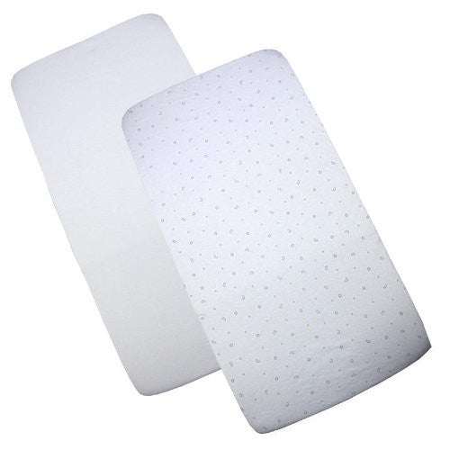 Pack of 2 Fitted Crib / Pram Sheets 100% Cotton - 1 White & 1 Moon & Stars Design - hanrattycraftsgifts.co.uk