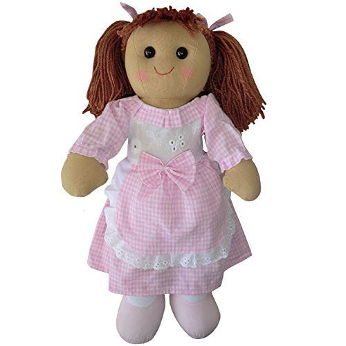 Traditional Rag Doll - Pink Gingham Dress - Height 40cm - hanrattycraftsgifts.co.uk