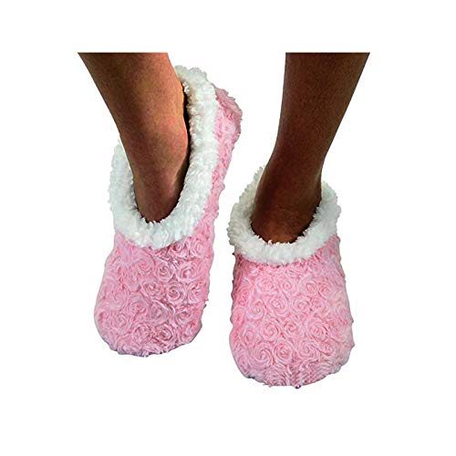 Ladies Super Soft Rose Textured Fur-Like Fabric Snoozies Slippers - hanrattycraftsgifts.co.uk