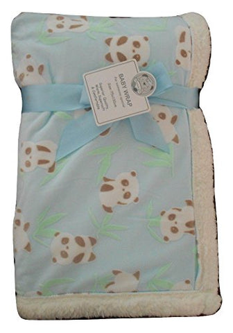 Baby Boys Girls Beautiful Light Blue Panda Bear Fleece Lined Blanket - hanrattycraftsgifts.co.uk
