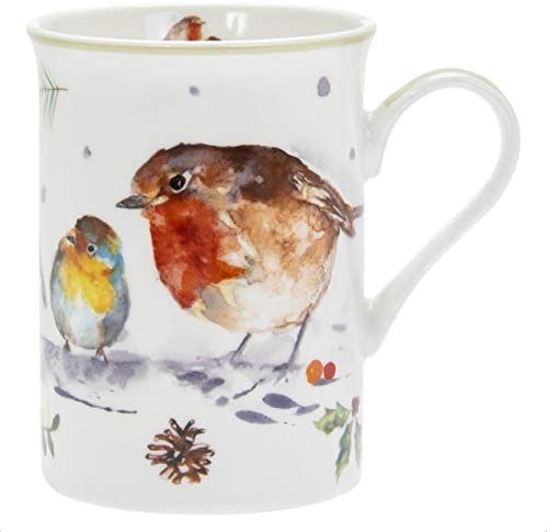 The Leonardo Collection LP52102 Winter Robins Mok, Fine China, 11x8x10cm, Boxed