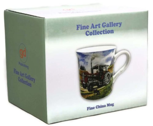 Massey Ferguson 595 Farm Tractor - Fine Art Watercolour China Gift Mug - hanrattycraftsgifts.co.uk