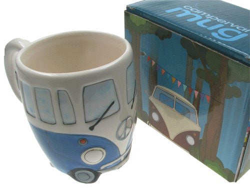Cute Childrens' Mug, Blue Coloured Retro Campervan Mug, Ceramic Mug Gift Ideas for Children, Childrens Present Ideas - hanrattycraftsgifts.co.uk