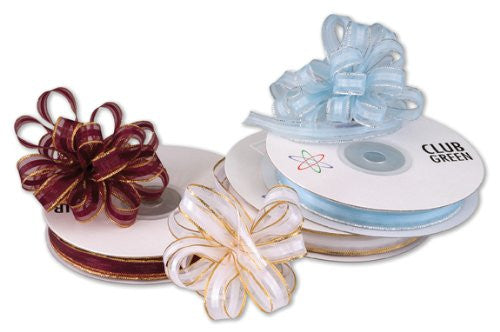 CLUB GREEN Organza Pull Bow, Pink, 10 mm x 25 m - hanrattycraftsgifts.co.uk