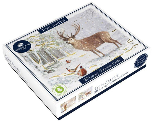 BOX 20 LUXURY CARDS WINTER ANIMALS