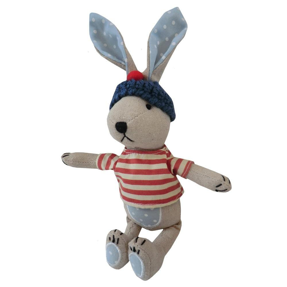 handmade boy rabbit with hat 20cm - hanrattycraftsgifts.co.uk