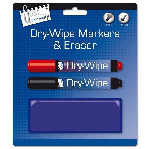 Just Stationery Whiteboard Marker and Eraser (Pack of 2) - hanrattycraftsgifts.co.uk